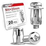 Neprift 20PCS M4 x 20mm Hollow Wall Anchors, Drive Molly Bolts