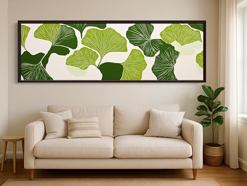Impression toile ginkgo vert décoration murale style nordique