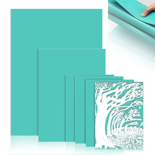 Pack of 6 Lino Printing Sheets Soft Rubber A4 A5 A6 Linocut Sheets Easy-Carve Lino Print Carving Plates Set for Engraving Printmaking Stamps Crafts (1A4+1A5+4A6)