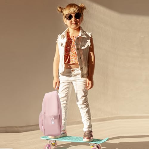 Hetenoyo Aesthetic Backpacks for Women Lightweight Casual Simple Book Bag Solid Color Bookbag Canvas Daypack Travel Backpack (Pink)4