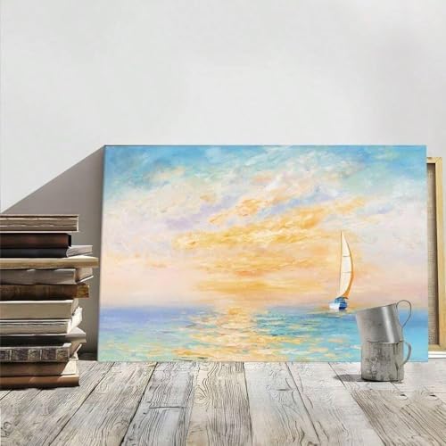 Bateau à voile et coucher de soleil pour une déco salon apaisante