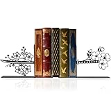 Zckjnoi Samurai Katana Bookends β Metal Book Ends for Shelves, Cute Book Ends with Cherry Blossom Design, Unique Book Holders and Book Stopper, Anime Decor and Gifts for Men