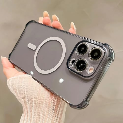 Coque mate magnétique pour iPhone 14 Pro et 15 Pro Max avec protection bumper antichoc noire