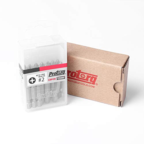 Protorq Phillips 2 screwdriver bits,2 inch, 15 pieces, with Storage Case