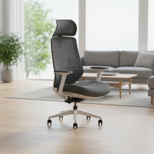 Image of Model 11 Ergonomic Chair with Headrest | Italian Donati Tilt, Breathable Mesh, Seat Depth, Lumbar & Tension Adjustment | Adjustable Armrests & WFH Chair | Contrast | Nylon | 7-Year Warranty