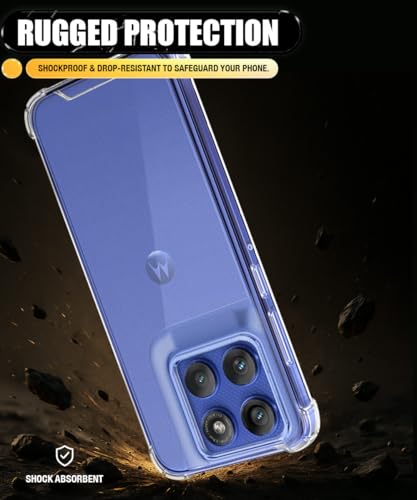 Image of WOW IMAGINE Ultra-Hybrid Crystal Clear Back Case for Motorola Moto Edge 60 Pro | Shockproof Design | Camera Protection Bump | Hard Clear Mobile Back Cover with Cushioned Edges - Transparent