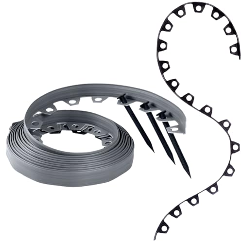 GARDENIX Flexible Rasenkante Kunststoff - Grau, 10 m, 20 Erdanker, 4 cm HöheWetterbeständige Rasenabgrenzung Beeteinfassung Rund - Blumenbeet Umrandung - für Gärten und Mähroboter GARDENIX Flexible Rasenkante Kunststoff - Grau, 10 m, 20 Erdanker, 4 cm HöheWetterbeständige Rasenabgrenzung Beeteinfassung Rund - Blumenbeet Umrandung - für Gärten und Mähroboter
