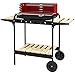 Outsunny Charcoal Barbecue Grill with Adjustable Grill Height, Portable BBQ Trolley with Ash Catcher and Wheels for Outdoor Garden Party Cooking, Red