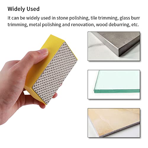 Image of 4Pcs Diamond Hand Polishing Pads Diamond Sanding Pads Diamond Sanding Block Sponge Backing Diamond Polishing Pad for Glass Tile Stone Concrete Granite(SIZE:60#, 100#,200#,400#)