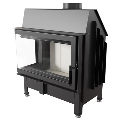 KRATKI Kamineinsatz ZIBI Links 11kW - Kaminkassette - Holzkamin - 2.BImSchV 15a B-Vg - Lufteinlass 125mm - Cremefarbe Kaminverkleidung - Hersteller KRATKI