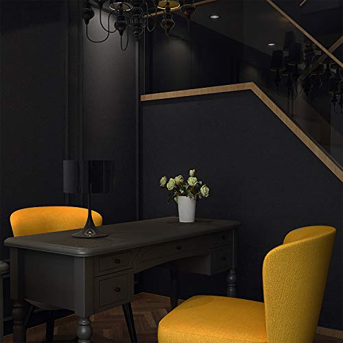Image of Mecpar Solid Black Wallpaper 15.7 inch x 118 inch Peel and Stick Wallpaper Matte Textured Black Contact Paper Vinyl Self-Adhesive Removable Thick Wall Paper for Rooms Walls Kitchen Countertop Cabinet