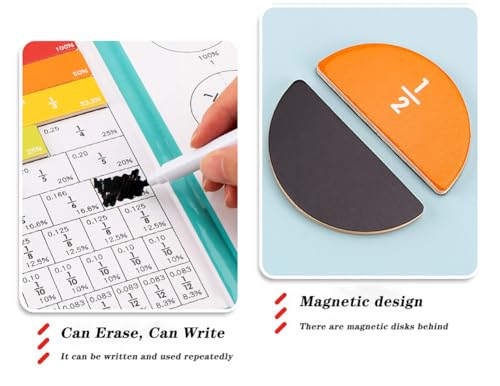 Image of Magnetic Fraction Educational Puzzle Fraction Tiles and Circles, Equip Magnetic Score Disk Demonstrator,Math Manipulatives Enhance Early Primary School Students Mathematical Skills