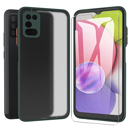 THIYUFUNS Funda para Samsung Galaxy A03s con Protector Pantalla,Silicona TPU para Samsung Galaxy A03S - Verde Oscuro