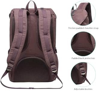 Laptop Outdoor Backpack, Travel Hiking& Camping Rucksack Pack, Casual Large College School Daypack, Shoulder Book Bags Back Fits 15" Laptop & Tablets by Kaukko (Canvas Coffee)