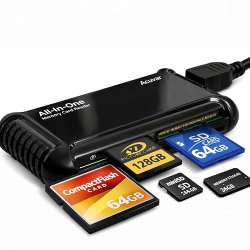 Acuvar XD Picture Card Reader/Writer – All-in-One USB Memory Card Reader for Olympus & Fujifilm XD, SD/SDHC, Micro SD, CF & Memory Stick Cards