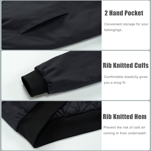 MAGCOMSEN Bomber Jackets for Men Winter Casual Quilted Jacket Warm Windproof Padded Jackets Zip Up Coats