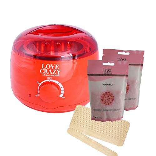Cris nails - calentador de cera eléctrico love crazy para depilación profesional 500ml, incluido 2 bolsa de ceras en forma de frijoles y 10 espátulas pequeñas de madera Cover