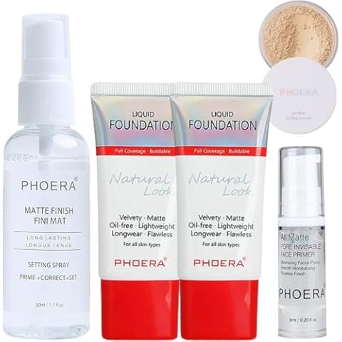 Phoera Full Coverage Makeup Set with Primer and Spray Cover