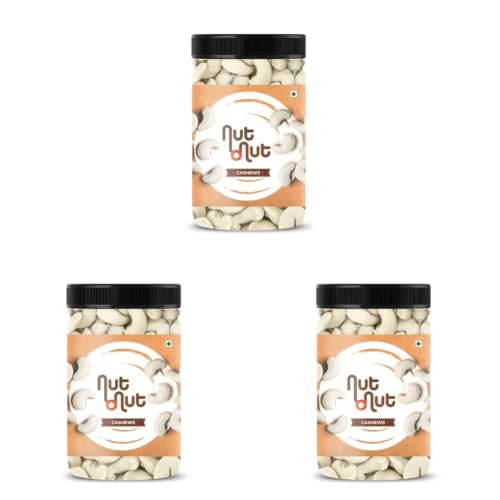 Image of Nut O Nut 100% Natural Premium 250 g Cashews(W240) Whole | Premium Kaju | Crunchy Whole Cashew Nuts | Nutritious, Delicious, Gluten Free Kaju | Healthy Snack Option (Pack of 3)