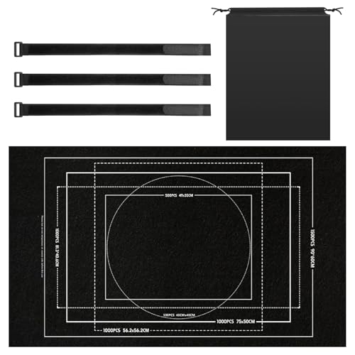 GZRXIOUS Tapis de puzzle pour puzzle jusqu'à 1000 1500 pièces, noir, avec sangles magiques et sac de rangement, accessoire pratique, idéal pour tapis de puzzle Teppi
