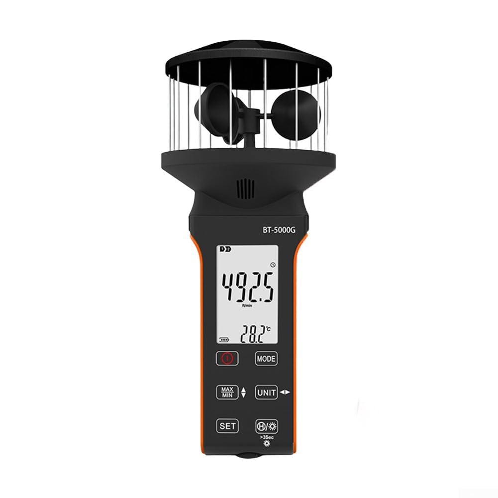 Anemometro digital con anemometro digital para usb-c | 5 unidades de medición de viento, sensor de carcasa de 360°, pantalla LCD Max/Min, carcasa de plástico y metal