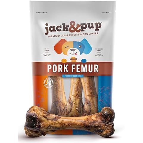 Jack&Pup Pork Femur Bones for Dogs Long Lasting | Gourmet Beef Dog Bones for Aggressive Chewers (4 Pack) Cover