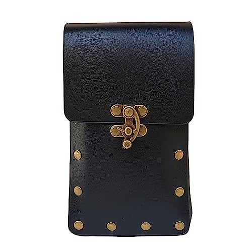 Larswon Renaissance Leg Harness Bag - Synthetic Leather Belt Bag for Women Hip Fanny Pack Thigh Harness, Black, M - Image 2