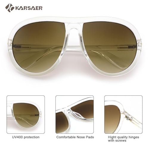 Image of Karsaer Oversized Vintage Aviator Sunglasses for Men Women?Big Retro Round Aviator Sunglasses K7132