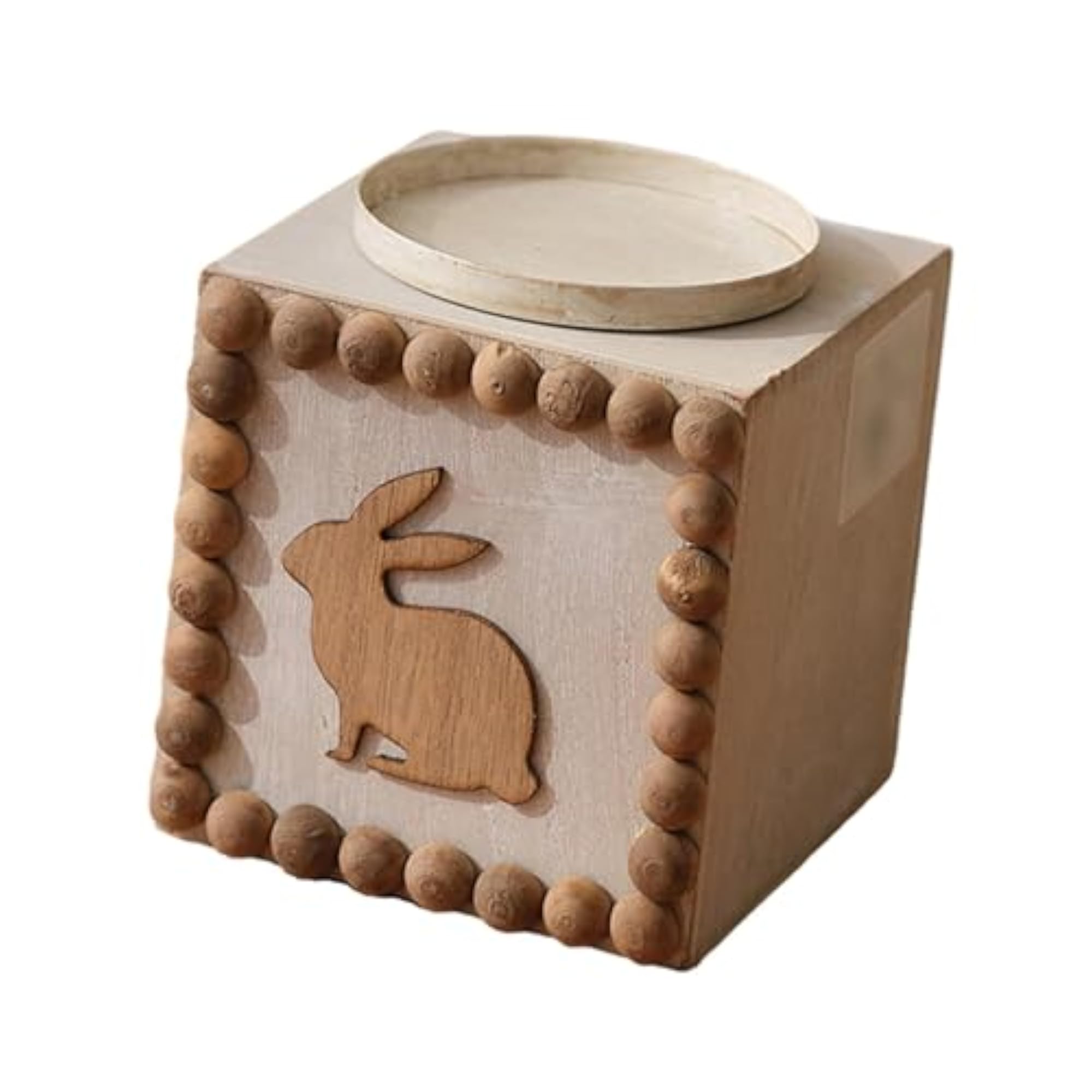Wooden Candle Holder Rabbit Printed Candlesticks
