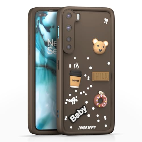 Image of Pikkme Back Cover for OnePlus Nord (2020) | 3D Cartoon Silicone Case Cute & Fun Full Protective Bumper Cover (Brown)