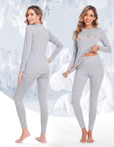 Image of YADIFEN Thermal Underwear for Women Set, Fleece Lined Base Layer