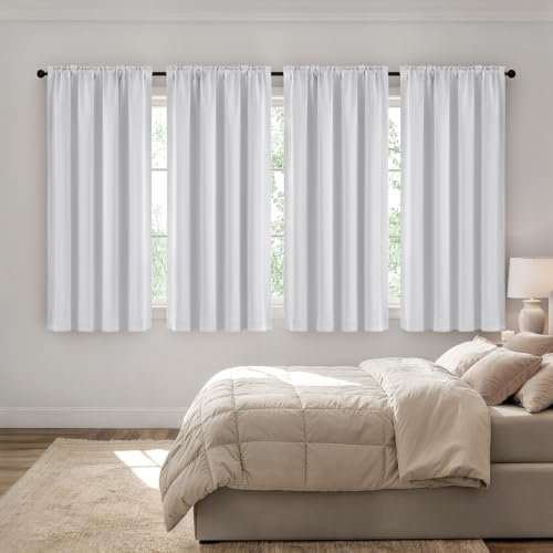 Image of MIULEE Greyish White Room Darkening Curtains for Bedroom 54 inch Long 4 Panels