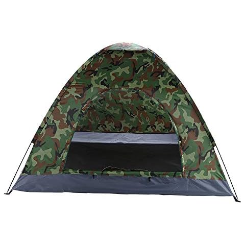 Guangshuohui Camouflage 4 Person Camping Dome Tent, Pop-Up Tent with 180T Silver Coated Polyester, Waterproof Nylon Oxford, Fiberglass Poles, for Outdoor Hiking, Fishing, and Camping Cover