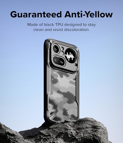 Image of Ringke Fusion-X Compatible with Nothing Phone (4a) Pro Case Back Cover Military Camo Hard Back Soft Flexible TPU Bumper Scratch Resistant Shockproof Protection Cover - Camo Black
