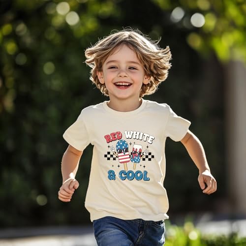 Image of Kid 4th of July T-Shirts Boys Girls American Flag Shirt Patriotic Top Short Sleeve Tees 2-12 Years