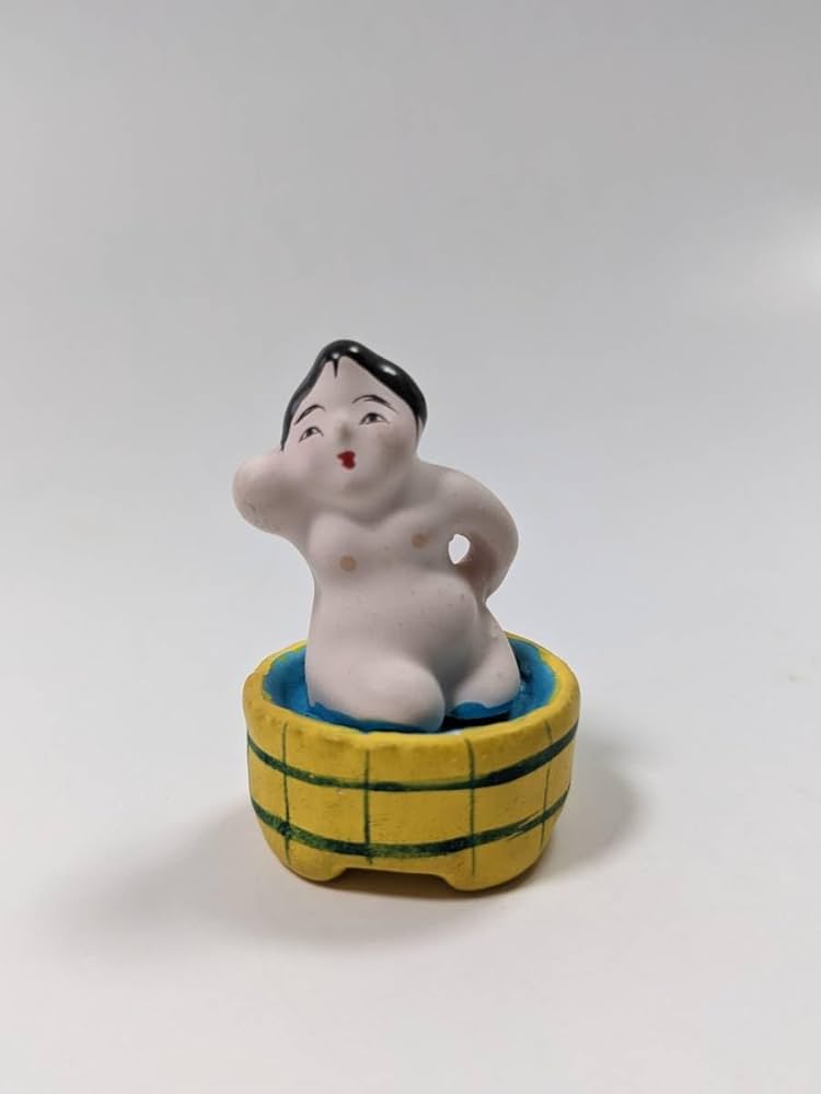 水汲み少女人形　置物　ベル　昭和レトロ　水色 水汲み少女人形 置物 ベル 昭和レトロ 水色