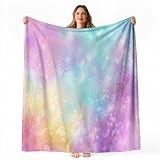 Flanell-Decke mit W&erschön Farbverlauf Batik Druck, 150 x 200 cm Ultra-gemütliche Lila Überwurfdecke für Couch Bett & Reisen, Überwurfdecken für Bett alle Jahreszeiten