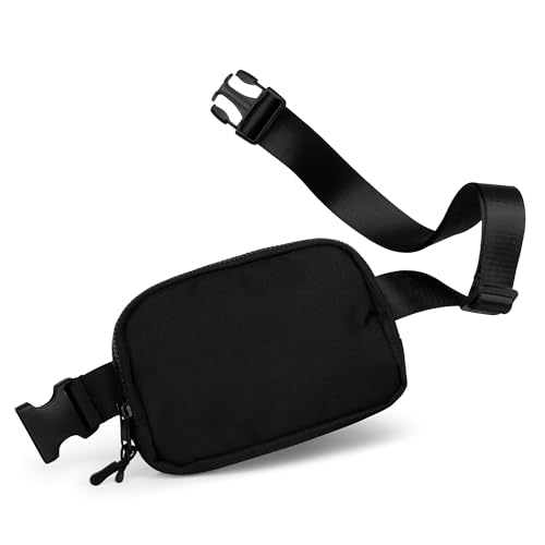 Waist Bag Funny Packs for Women Men Belt Bag with Adjustable Strap Crossbody Bag Fashion Waist Packs Workout Running Travel Bag with Three Zipped Pockets(Classic Black)