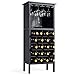 COSTWAY Weinschrank für 20 Flaschen, Weinregal Holz, Flaschenregal mit Glasaufhänger, Weinständer, Gläserregal für Küche, Bar, Flaschenständer 42x24,5x96cm(Schwarz)