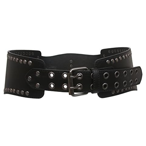 Ladies Wide Nail Head Studded Fashion Belt, Black | m/l (34"-36" waist) Cover