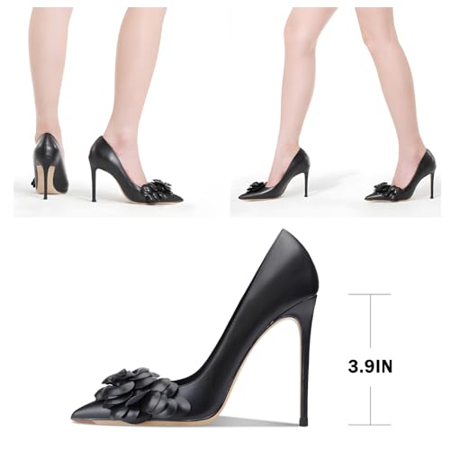 Image of Women's Pointed Toe Shallow Mouth Sexy Square Buckle Rhinestones 10cm Stiletto Heels Slip-on Wedding Party Banquet Big Size Shoes