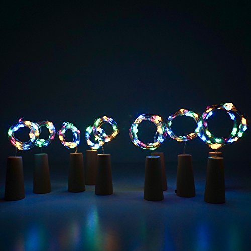 10 Pack 20 Led Wine Bottle Cork Lights Mini Fairy String Lights Copper Wire, Battery Operated Starry Lights For Diy, Festival, Wedding, Party, Indoor, Outdoor Decoration (Colorful) #TOP3