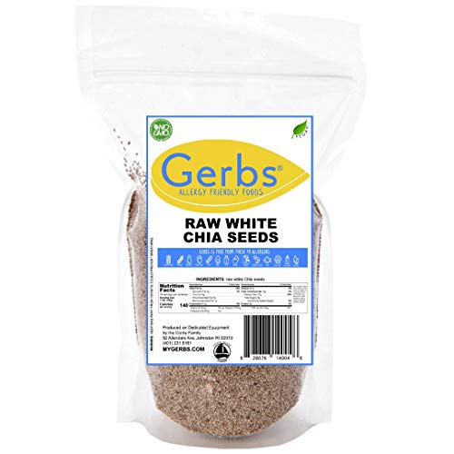 Gerbs Raw White Chia Seeds, 14 oz, Top 14 Food Allergy Free & Grown in Canada