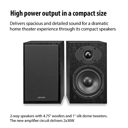 Denon D-M41 Home Theater Mini Amplifier and Bookshelf Speaker Pair - Compact HiFi CD Stereo System with Speakers, FM/AM Tuner, Wireless Bluetooth Amplifier | Perfect for Small Rooms and Home Cinema by Denon - Image 4
