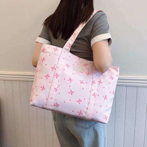 Women Cotton Padded Pattern Shoulder Bag with Large Capacity Commuting Tote Bag Chic Hobo Bag for Shopping Work 5