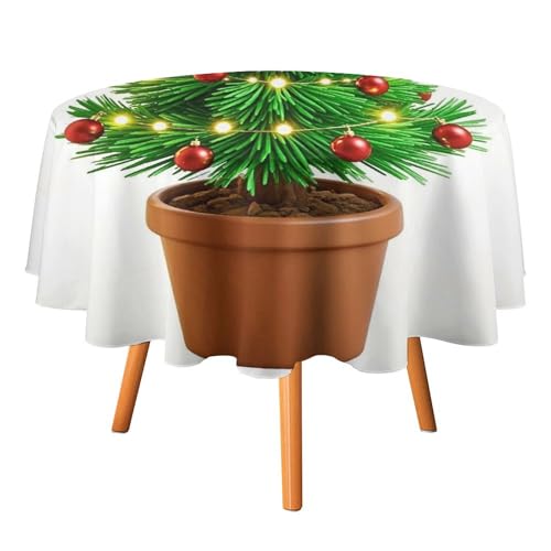 Nappe ronde sapin de Noël 178 cm lavable pour table de cuisine - 2