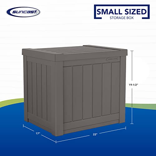 Suncast 22-Gallon Small Deck Box - Lightweight Resin Indoor/Outdoor Storage Container And Seat For Patio Cushions And Gardening Tools - Store Items On Patio, Garage, Yard - Stone Gray #TOP4