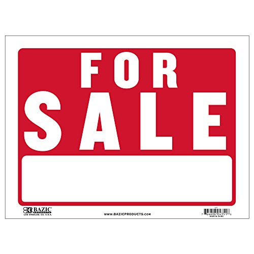 BAZIC 12x16 In. For Sale Sign - Waterproof Plastic Yard/Store Signage