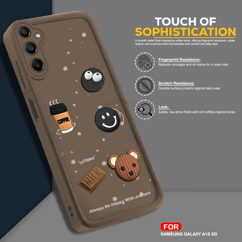 Image of AESTMO Back Case Cover for Samsung Galaxy A15 5G Cover | Cute Fun Cartoon 3D Ball | Coffee Silicone Case | Full Body Protection | Camera Protection Back Cover for Samsung Galaxy A15 5G (Brown)