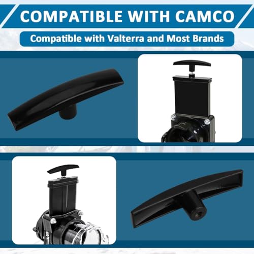 Image of 3-Pack Universal Metal RV Waste Valve Handle Replacement Black | Pull handles for RV sewer dump valves, water tank drain and waste gate, RV dump T-handle, Fits 1 1 /2 inch and 3 inch gate